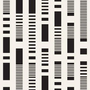 Black and White Irregular Dashed Lines Pattern. Abstract Vector Seamless イラスト素材