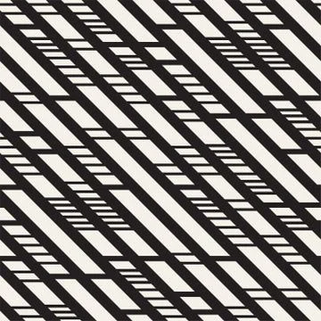 Black and White Irregular Dashed Lines Pattern. Abstract Vector Seamless イラスト素材