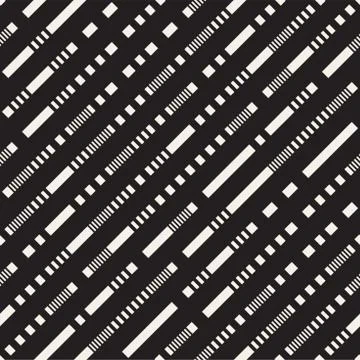 Black and White Irregular Dashed Lines Pattern. Abstract Vector Seamless 库存插图