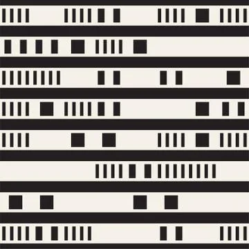 Black and White Irregular Dashed Lines Pattern. Abstract Vector Seamless イラスト素材