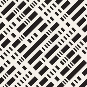 Black and White Irregular Dashed Lines Pattern. Abstract Vector Seamless 스톡 일러스트