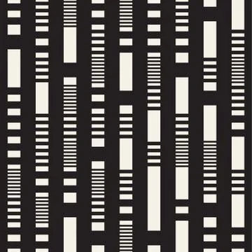 Black and White Irregular Dashed Lines Pattern. Abstract Vector Seamless イラスト素材