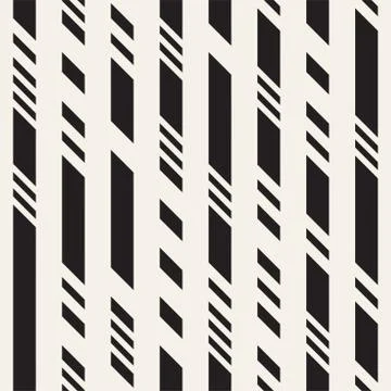 Black and White Irregular Dashed Lines Pattern. Abstract Vector Seamless イラスト素材