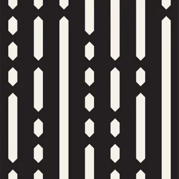 Black and White Irregular Dashed Lines Pattern. Abstract Vector Seamless イラスト素材