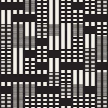Black and White Irregular Dashed Lines Pattern. Abstract Vector Seamless 库存插图