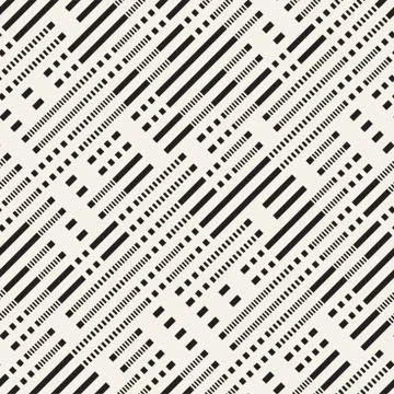 Black and White Irregular Dashed Lines Pattern. Abstract Vector Seamless 스톡 일러스트