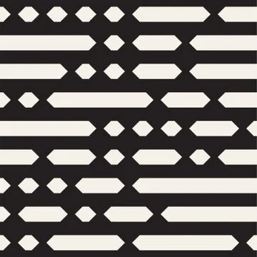 Black and White Irregular Dashed Lines Pattern. Abstract Vector Seamless Stock Illustration