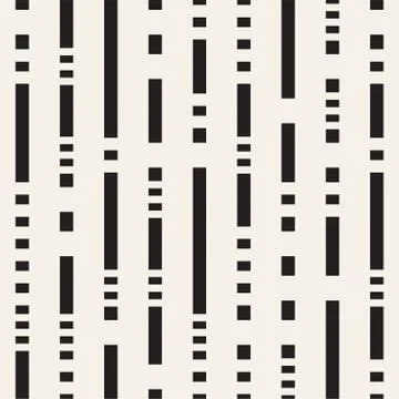 Black and White Irregular Dashed Lines Pattern. Abstract Vector Seamless Ba.. イラスト素材