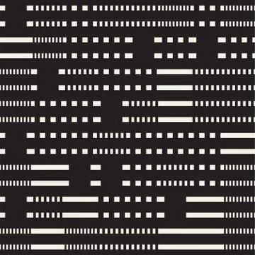 Black and White Irregular Dashed Lines Pattern. Abstract Vector Seamless Ba.. イラスト素材