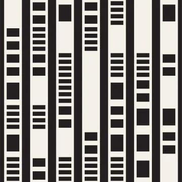 Black and White Irregular Dashed Lines Pattern. Abstract Vector Seamless Ba.. 库存插图