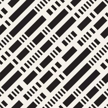 Black and White Irregular Dashed Lines Pattern. Abstract Vector Seamless Ba.. Stock Illustration