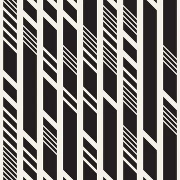 Black and White Irregular Dashed Lines Pattern. Abstract Vector Seamless Ba.. Stock Illustration