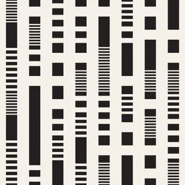Black and White Irregular Dashed Lines Pattern. Abstract Vector Seamless Ba.. 스톡 일러스트