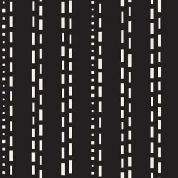 Black and White Irregular Dashed Lines Pattern. Modern Abstract Vector Seam.. Stock Illustration