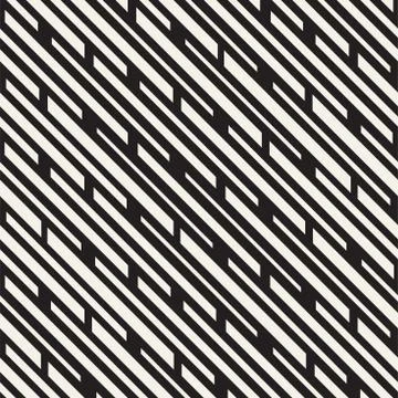 Black and White Irregular Dashed Lines Pattern. Modern Abstract Vector Seam.. 스톡 일러스트
