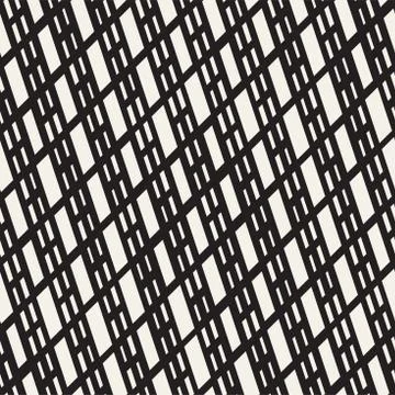 Black and White Irregular Dashed Lines Pattern. Modern Abstract Vector Seam.. Stock Illustration