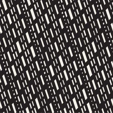 Black and White Irregular Dashed Lines Pattern. Modern Abstract Vector Seam.. Stock Illustration