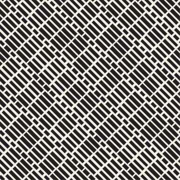 Black and White Irregular Dashed Lines Pattern. Modern Abstract Vector Seam.. Stock Illustration