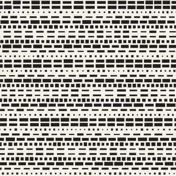 Black and White Irregular Dashed Lines Pattern. Modern Abstract Vector Seam.. Stock Illustration