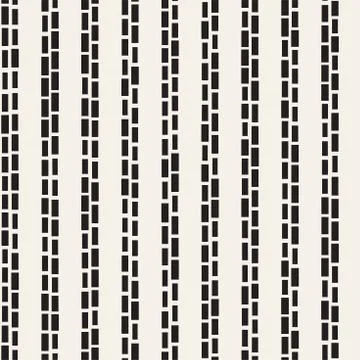Black and White Irregular Dashed Lines Pattern. Modern Abstract Vector Seamle Stock Illustration