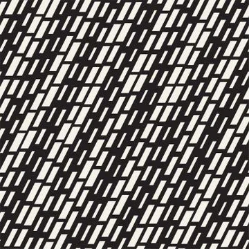 Black and White Irregular Dashed Lines Pattern. Modern Abstract Vector Seamle Stock Illustration