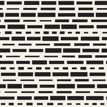 Black and White Irregular Dashed Lines Pattern. Modern Abstract Vector Seamle イラスト素材