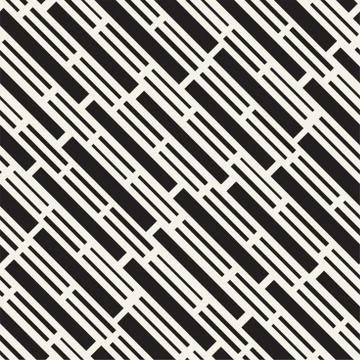 Black and White Irregular Dashed Lines Pattern. Modern Abstract Vector Seamle 스톡 일러스트