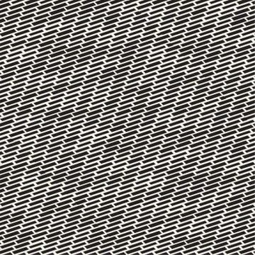 Black and White Irregular Dashed Lines Pattern. Modern Abstract Vector Seamle Stock Illustration