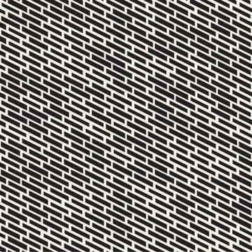 Black and White Irregular Dashed Lines Pattern. Modern Abstract Vector Seamle イラスト素材