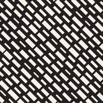 Black and White Irregular Dashed Lines Pattern. Modern Abstract Vector Seamle イラスト素材