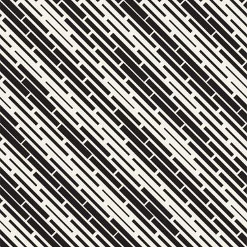 Black and White Irregular Dashed Lines Pattern. Modern Abstract Vector Seamle Stock Illustration