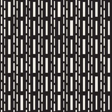 Black and White Irregular Dashed Lines Pattern. Modern Abstract Vector Seamle イラスト素材