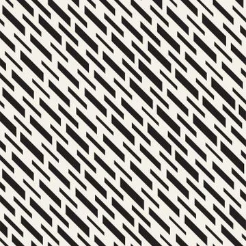 Black and White Irregular Dashed Lines Pattern. Modern Abstract Vector Seamle イラスト素材