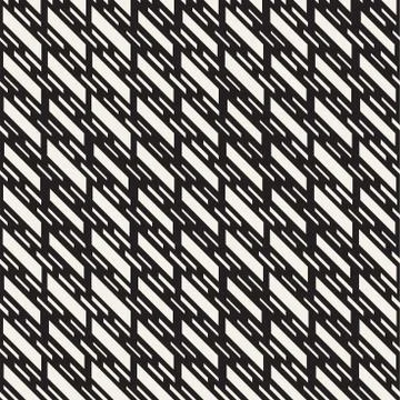 Black and White Irregular Dashed Lines Pattern. Modern Abstract Vector Seamle Stock Illustration