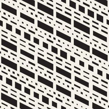 Black and White Irregular Dashed Lines Pattern. Modern Abstract Vector Seamle Stock Illustration