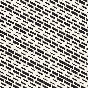 Black and White Irregular Dashed Lines Pattern. Modern Abstract Vector Seamle イラスト素材