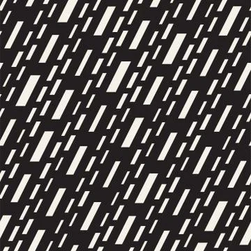 Black and White Irregular Dashed Lines Pattern. Modern Abstract Vector Seamle Stock Illustration