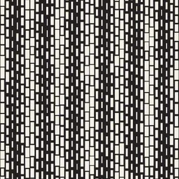 Black and White Irregular Dashed Lines Pattern. Modern Abstract Vector Seamle 스톡 일러스트