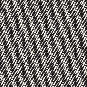Black and White Irregular Dashed Lines Pattern. Modern Abstract Vector Seamle Stock Illustration