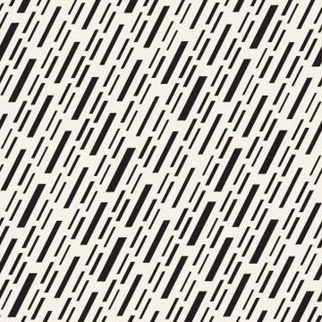 Black and White Irregular Dashed Lines Pattern. Modern Abstract Vector Seamle Stock Illustration