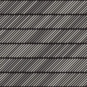 Black and White Irregular Dashed Lines Pattern. Modern Abstract Vector Seamle Stock Illustration