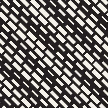 Black and White Irregular Dashed Lines Pattern. Modern Abstract Vector Seamle Stock Illustration