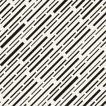 Black and White Irregular Dashed Lines Pattern. Modern Abstract Vector Seamle Stock Illustration