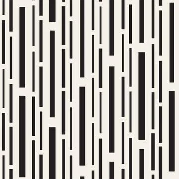 Black and White Irregular Dashed Lines Pattern. Modern Abstract Vector Seamle Stock Illustration