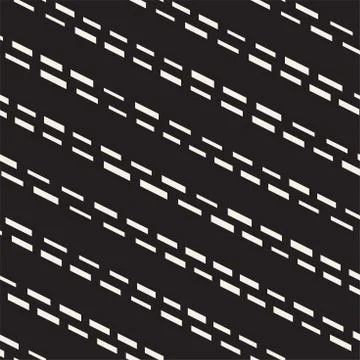 Black and White Irregular Dashed Lines Pattern. Modern Abstract Vector Seamle Stock Illustration
