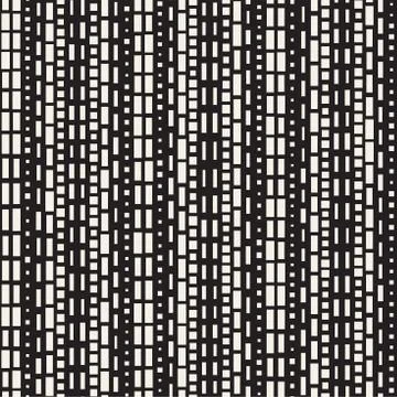 Black and White Irregular Dashed Lines Pattern. Modern Abstract Vector Seamle 스톡 일러스트