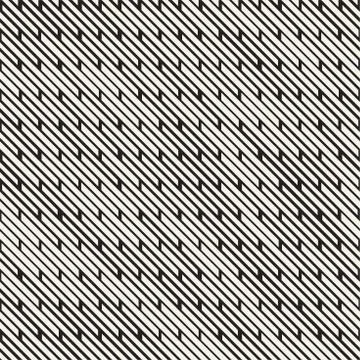 Black and White Irregular Dashed Lines Pattern. Modern Abstract Vector Seamle イラスト素材