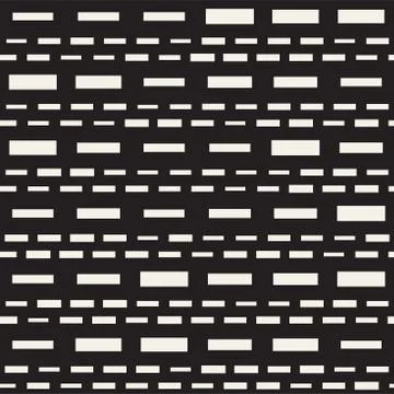 Black and White Irregular Dashed Lines Pattern. Modern Abstract Vector Seamle Stock Illustration