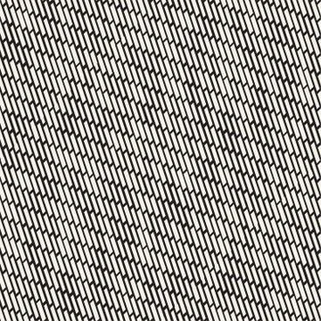 Black and White Irregular Dashed Lines Pattern. Modern Abstract Vector Seamle イラスト素材