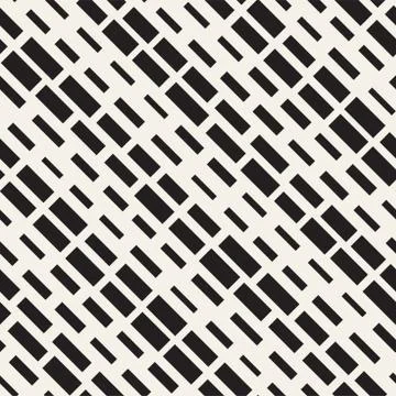 Black and White Irregular Dashed Lines Pattern. Modern Abstract Vector Seamle 库存插图